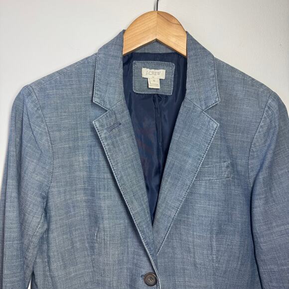 J. Crew School Boy Blazer Women Size 6 Blue 100% Cotton Pocket Old Money #41689 - Picture 3 of 8